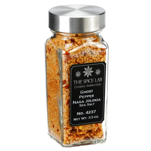 The Spice Lab - (3.5 oz) Ghost Pepper Salt (Naga Jolokia) - French Jar of Ghost Pepper Sea Salt- Gluten-Free Non-GMO All Natural Premium Gourmet Spicy Salt - No. 237