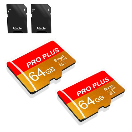 Bliksem 2 Pack TF Card 64GB with Adapter, High Speed Memory Card, UHS-I C10 A1 Memory TF Card for Tablet/Mobile Phone/Camera/Car Audio/Game Console (TF162 Red Gold 64GB)