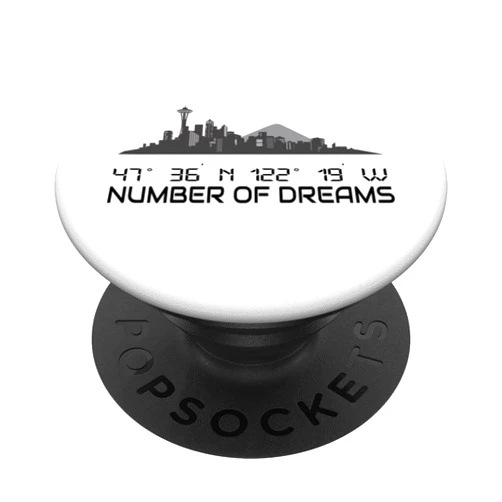 GPS Coodinates and Skyline of your Dream City Seattle Skyline GPS Coordinates Geography Home City USA PopSockets Swappable PopGrip