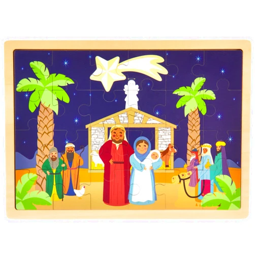 Imagination Generation Nativity Scene Puzzle Board | Wooden Puzzle | Christmas Bible Puzzle | Jigsaw Puzzle - 24 Pcs
