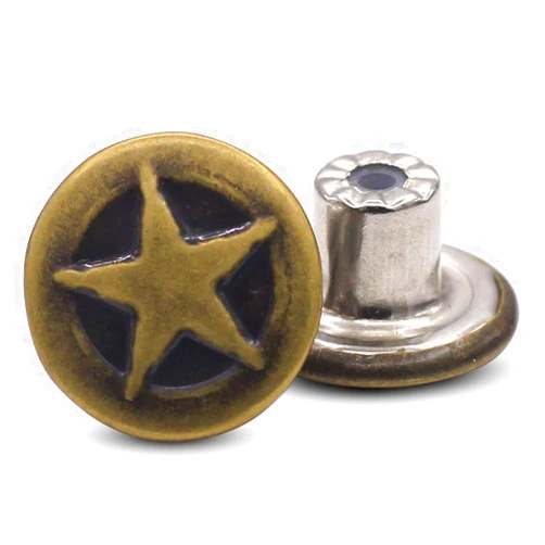 Enosea 12 Pcs Bronze Jeans Button No Sew Replacement Buttons for Jeans and Jackets 15mm