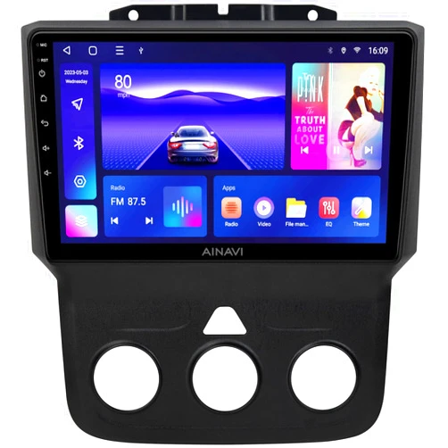 AINAVI 9-inch Android 12 Car Stereo for Dodge Ram 1500 2500 3500 2013-2018 Upgrade Radio DSP Auto Stereo Wireless Apple CarPlay GPS Navigation 5G WiFi Bluetooth Replacement Installation Kit (3+32GB)