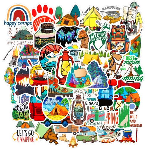 ZCGONG Outdoor Hiking Adventure Camping Water Bottle Stickers,50Pcs Kids Aesthetic Vinyl Waterproof Decorative Sticker,Luggage Motorcycle Wilderness Nature Decals for Camper Boys Adults Teens Girls