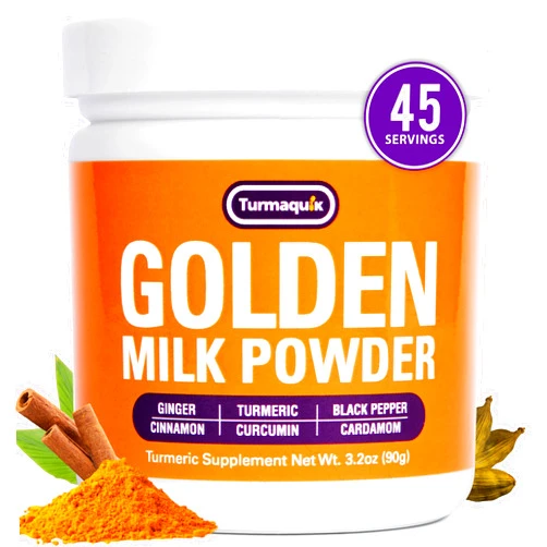 Turmaquik Organic Golden Milk Turmeric Latte, Superfood Blend of Ginger, Black Pepper, Curcumin, Cinnamon, Cardamom - Non-GMO, Vegan, Keto, Ayurvedic (3.2 Ounce)