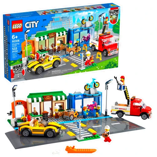 LEGO City Shopping Street 60306 Building Kit; Cool Building Toy for Kids, New 2021 (533 Pieces)