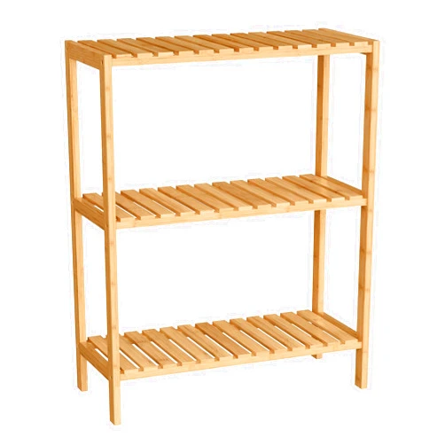 SONGMICS Bamboo Storage Shelf, 3-Tier Shelving Unit, Multifunctional, in The Entryway, Bathroom, Living Room, Balcony, Kitchen, 10.2 x 23.6 x 26 Inches, Light Bamboo UBCB33Y