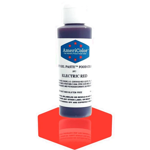 AmeriColor, Electric Red, 4.5 Ounce Bottle, Soft Gel Paste Food Color