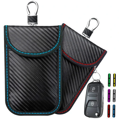 Coorattyes 2024 Faraday Bag Key Protector, 2 Pack Signal Blocking RFID Key Fob Protector Pouch, Anti-Theft Car Security Cage (Red+Blue, Medium)