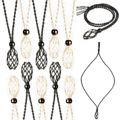 LERSUSI 12Pcs Adjustable Crystal Necklace Crystal Stone Necklace Pendant Necklace Cord Hand Woven Necklace Ropes for Jewelry Making