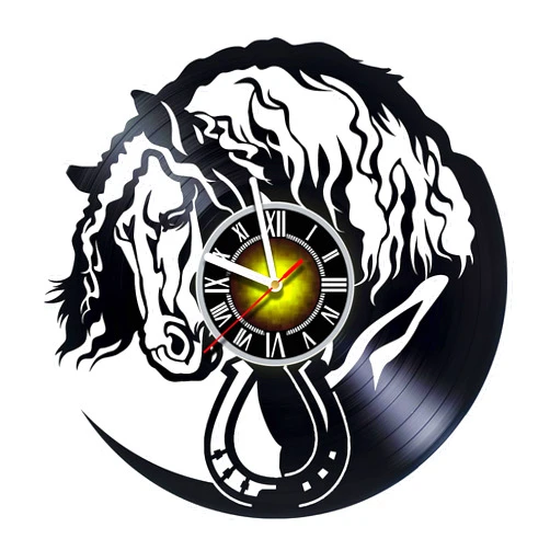 Toffy Workshop Wall Clock Compatible with Horse Decor Vinyl Record - Exciting Guest Room Decor idea for Children, Adults, Men and Women - Horse Unique Art Design (One Pack)