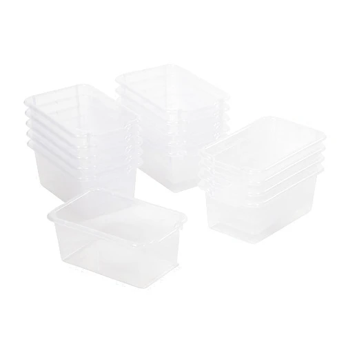 ECR4Kids Scoop Front Storage Bin, Multipurpose Organization, Clear, 15-Piece