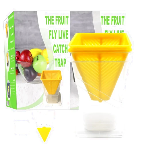 Voltup Fruit Fly Trap for Indoors Reusable Non-Toxic Funnel Fruit Fly Catcher with Sticky Pads Safe for Pets in House and Kitchen Easy to Use and Controls Fruit Flies with Natural Lure 2PCs