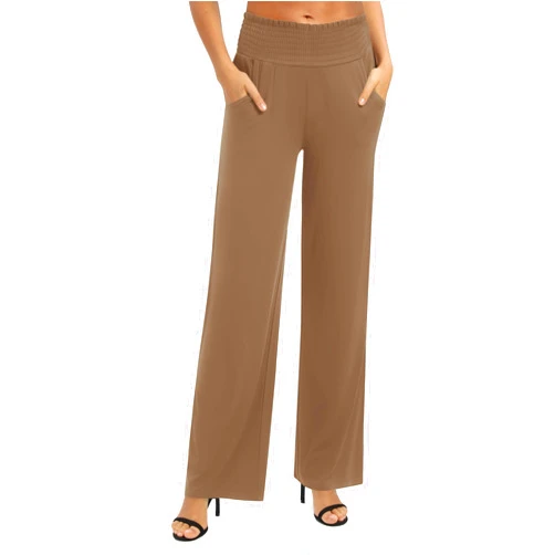 Urban CoCo Women's Solid Wide Leg Palazzo Lounge Pants Casual Straight Leg High Waist Stretch Pants