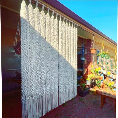 YeSQmi Macrame Curtains for Windows/Doorways, Macrame Valance Large Handmade Knitting Wall Hanging, Boho Room Divider Tapestry Door Curtains, Wedding Backdrop Arch Boho Woven Wall Decor ( Size : 39.4 x 86.6i