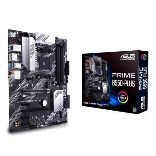 ASUS Prime B550-PLUS AMD AM4 Zen 3 Ryzen 5000 & 3rd Gen Ryzen ATX Motherboard (PCIe 4.0, ECC Memory, 1Gb LAN, HDMI 2.1, DisPlayPort 1.2 (4K@60HZ), Addressable Gen 2 RGB Header and Aura Sync).