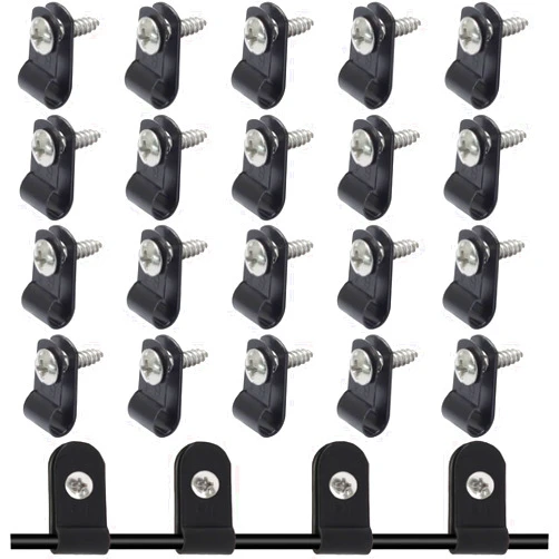 Rierdge 100 Pcs 1/8 Inch Black Nylon Screw Mounting R-type Cable Clip Wire Clamp, 3.3mm Cable Clip Wire Clamp for Wire Management, Stainless Steel Screws Included
