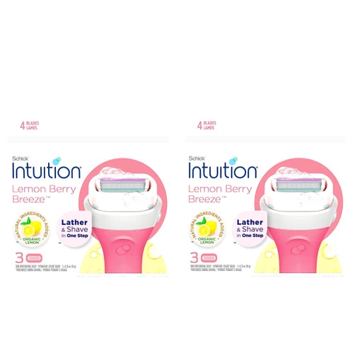 CHLIFE Schick Intuition Lemon Renewing Moisture Women Razor Refill Cartridges, 12 count(4Pack), New Version 2022 (Lemon6Count(2Pack))
