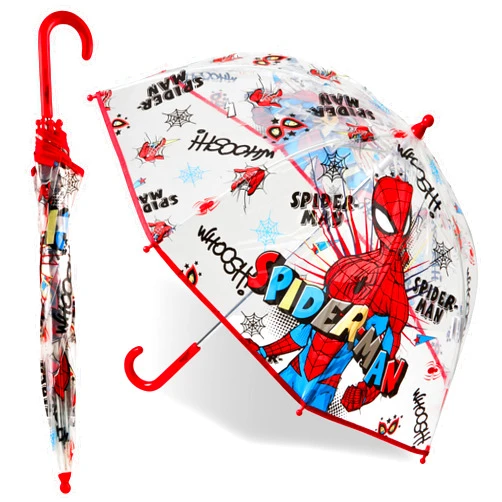 Marvel Spiderman Clear Dome Umbrella for Kids - Avengers Captain America Folding Transparent Umbrella Lightweight