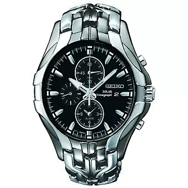 Seiko Men's SSC139 Excelsior Gunmetal and Silver-Tone Stainless Steel Solar Watch