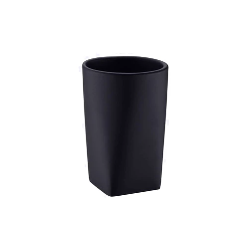 JINCROP Resin Bathroom Tumbler Cup .Bathroom Cup Holder with Modern Design for Bathroom or Office.JINCROP Holding Toothbrushes, Make-up Brushes Cup.(Matte Black)