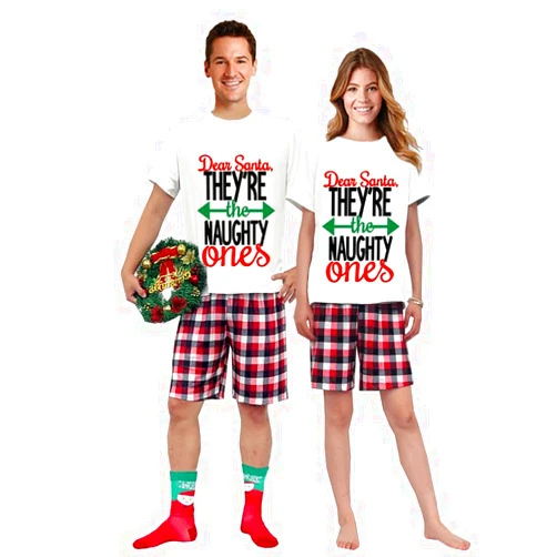 IHapHap Merry Christmas Santa Claus Snowman Gnomies Couple Short Christmas Matching Pajamas Set