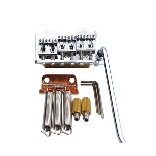 Guyker Non-locking 2 Point Guitar Tremolo Bridge with Tremolo System Saddle and Full Size Brass Block CNC Machine Replacement Part (Chrome, GG510)