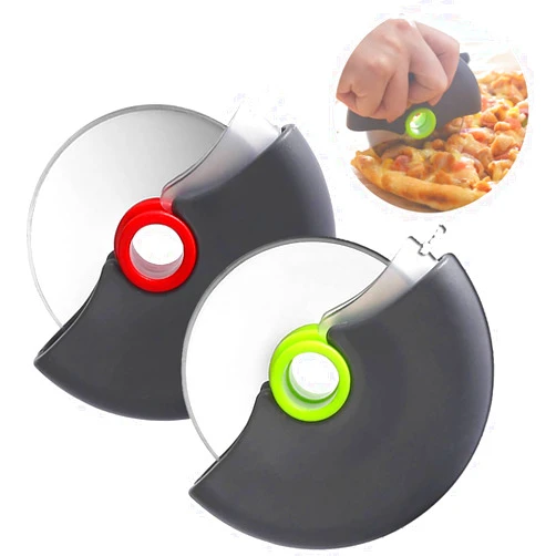 FONGLUAN Pizza Cutter Wheel Set of 2 - Pizza Slicer with Protective Blade Cover - Premium Spuer Sharp 18/8 Stainless Steel