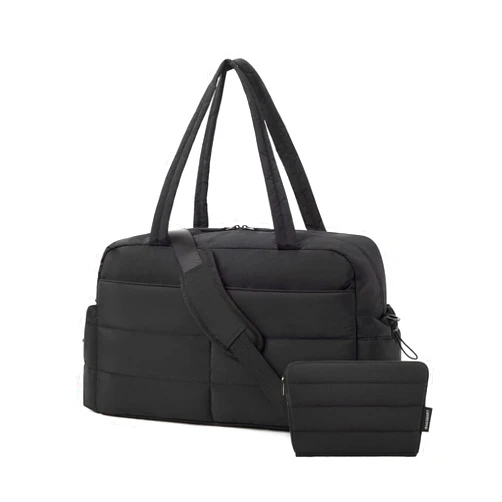 BAGSMART Travel Duffle Bag Gym Bag for Women, 31L Puffer Tote Bag Quilted Laptop Carry on, Weekender Overnight Bag Organizer Duffel Bag for Travel, Black