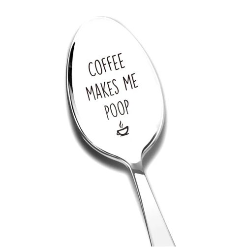 OOINISUU Funny Coffee Makes Me Poop Spoon Engraved Stainless Steel,Coffee Lovers Gifts for Teen Kids Men Women, Best Coffee Gifts for Birthday Thanksgiving Anniversary Christmas