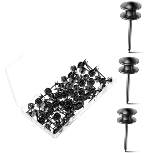 Hotop Double Headed Picture Hangers Nails Small Head Hanging Nails Picture Photo Hanging Hook Pins Decorative Nail Hook Hangers for Home Office School (Black, 25 Pieces)