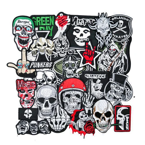 Momoso_ 25PCS Rock Band Patches for Backpacks Clothing Assorted Styles Skull Punk Band Patches Iron On Embroidered Badges DIY Applique Stickers (JD01-NEW)