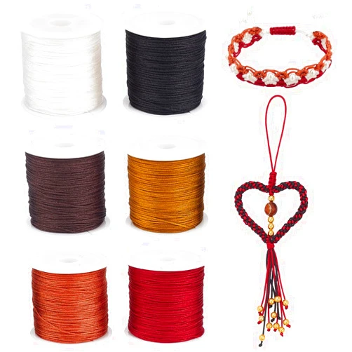 PH PandaHall 300 Yards Nylon String Cord, 6 Colors 0.8mm Beading Thread Chinese Knotting Nylon Cords Braided Lift Shade Cord for Kumihimo, Braided Bracelets, Dream Catcher, Necklaces, Macrame Craft