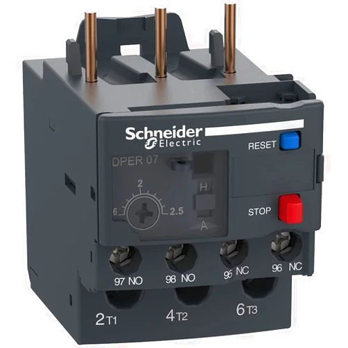 Schneider Electric DPER07 Easy TeSys Thermal Overload Relay with Manual/Automatic Reset, Screw Clamp Terminals | Used with Air Conditioner, Heat Pump, HVAC, AC Compressor and More, 1.6-2.5Amps