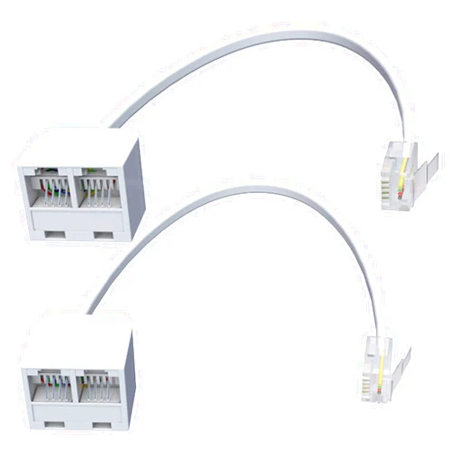 Goupchn Two Way Telephone Splitters RJ11 Male to Dual Female Cable 6P4C Telephone Wall Adaptor Separator White for Landline 2-Pack