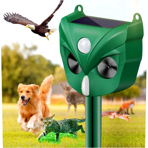 Amsqto 2024 Solar Ultrasonic Animal Repeller, Dog Outdoor, Deer with Motion Detection LED Flashing Light for Squirrel, Rabbit, Bird,Raccoon, Fox, Deer, Skunk, etc Model-X546