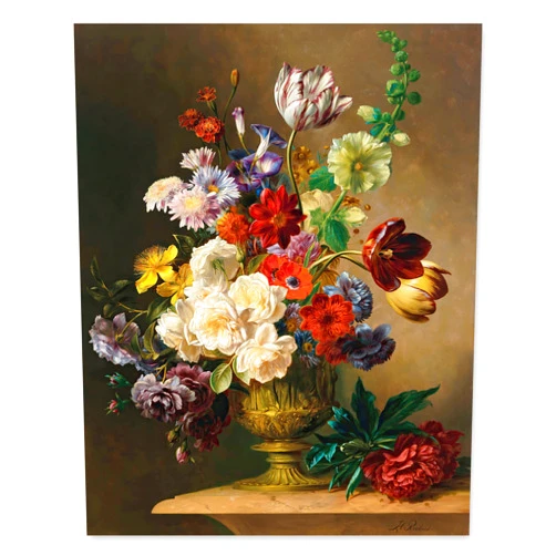 CLOUD NINE PRINTS | Summer Flowers, Vintage Dutch Still Life Print - Dark Flower Wall Art, Classic Botanical Decor, Peony Bouquet Art (Unframed 5x7 Print)