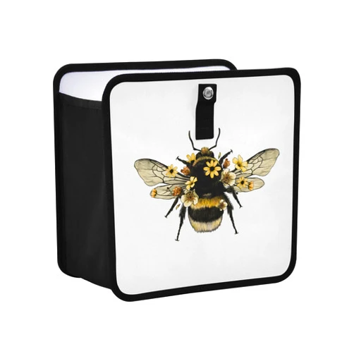 Oyihfvs Yellow Fluffy Humblebee with Wings with Yellow Flowers Adjustable Car Trash Can Car Leak Proof Hanging Garbage Can Waterproof Storage Bag Waste Basket Truck SUV for Home Office (M)
