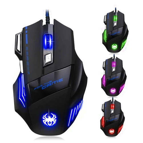 AFUNTA Zelotes Ergonomic 7200 DPI LED Optical Wired Gaming Mouse Mice 7 Buttons Compatible Mac Pro Gamer PC Laptop Desktop Notebook-Black Black(T80)