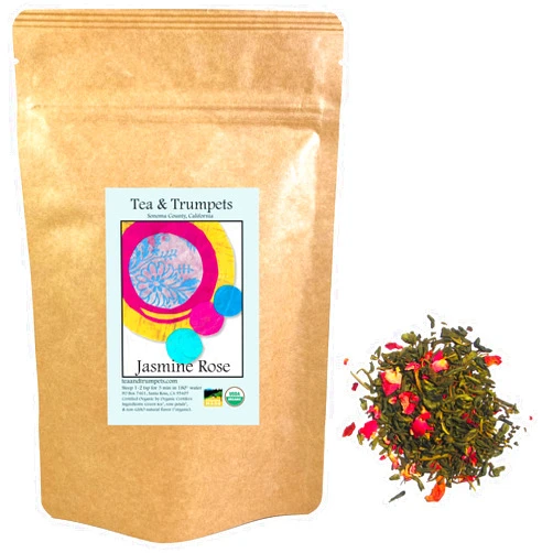 Tea & Trumpets USDA Organic Jasmine Rose Loose Leaf Green Tea - 4 oz
