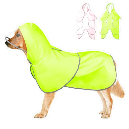 DOMIGLOW Dog Raincoat - Waterproof Reflective Dog Rain Jacket with Leash Hole, Hooded Pet Poncho Slicker Coat Keep Your Fur-Babies Dry in Rainy Days(Large, Green)