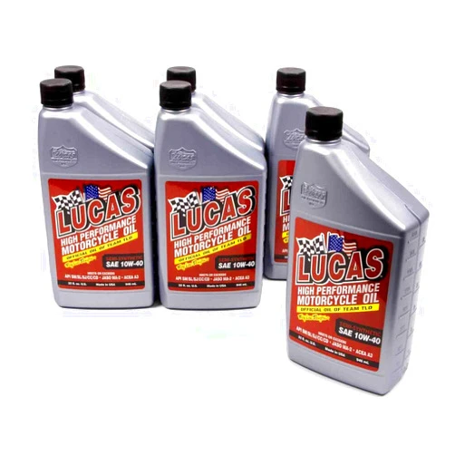 Lucas Oil 10710 High Performance Semi-Synthetic SAE 10W-40 Motorcycle Oil - (Pack of 6)