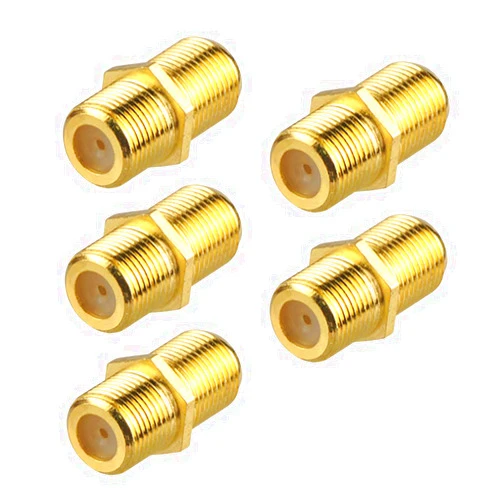 VCE Coaxial Cable Connector, RG6 F-Type Gold Plated Adapter Female to Female Coax Extender TV Cables, 5-Pack
