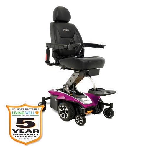 Living Well Stores Pride Jazzy Air 2 Power Chair, Mid-Wheel 6 with Active-Trac Suspension, with 5-Year Extended Warr (Pink Topaz, 18 x 18 x 20 Seat)