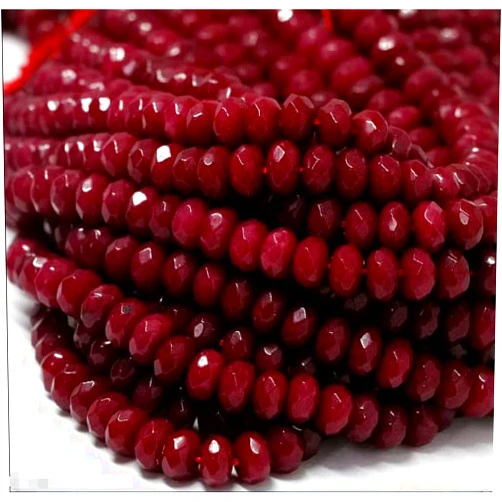 BEAD_CRYSTAL-NK AAA 2x4mm Natural Faceted Brazil Red Ruby Gemstone Rondelle Loose Beads 15