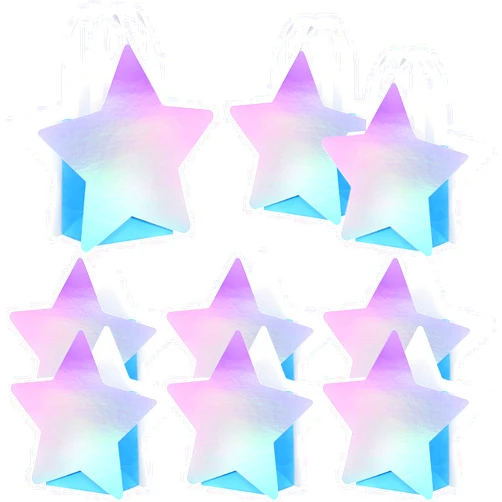 Sweetude 12 Pcs Iridescent Star Shaped Gift Bags with Handle Mini Holographic Paper Party Favor Bags Candy Goodie Bags for Christmas Holiday Wedding Birthday Party Supplies