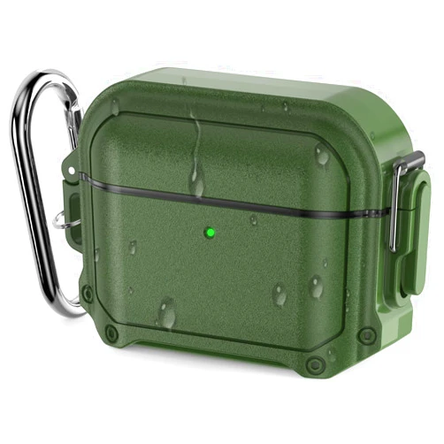 Ensfomte Waterproof for Airpods Pro 2/1 Case with Lock, for AirPods Pro 2nd/1st Generation Case Cover with Carabiner, Rugged Tough Protection, Hard Shell for USB-C, Anti Scratch Case for AirPods Pro (Green)