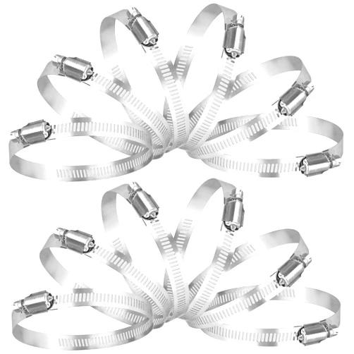 TICONN 12PCS Hose Clamp Set - 5''–6'' 304 Stainless Steel Worm Gear Hose Clamps for Pipe, Intercooler, Plumbing, Tube and Fuel Line