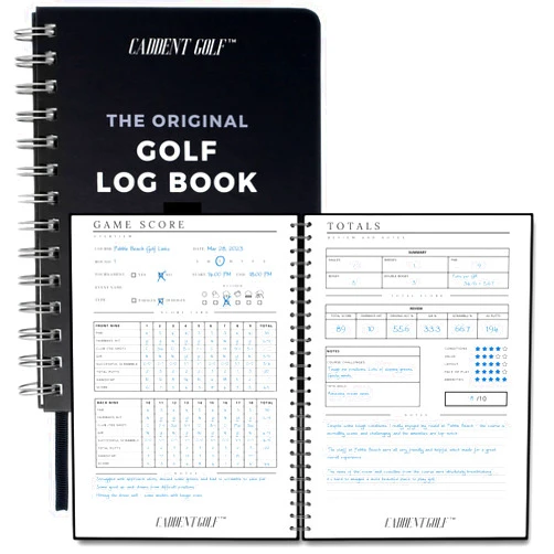CADDENT GOLF Log Book - Wire-Bound Golf Notebook and Golf Scorecard Book - Golf Journal & Log Book - 150 Pages