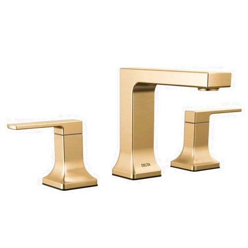 Delta Faucet Velum Widespread Bathroom Faucet 3 Hole, Gold Bathroom Sink Faucet, 2 Handle Bathroom Faucet, Bath Faucet, Pop-Up Drain Assembly, Champagne Bronze 3537LF-CZMPU