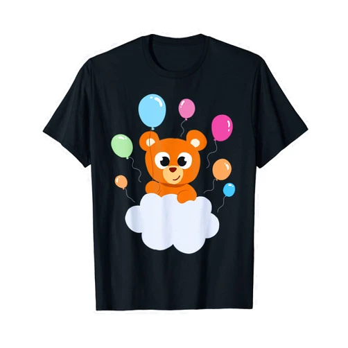 Bären Pandas, Waschbär Geschenke, lustige Sprüche Funny Bear on Cloud with Balloon - Men Women Children T-Shirt